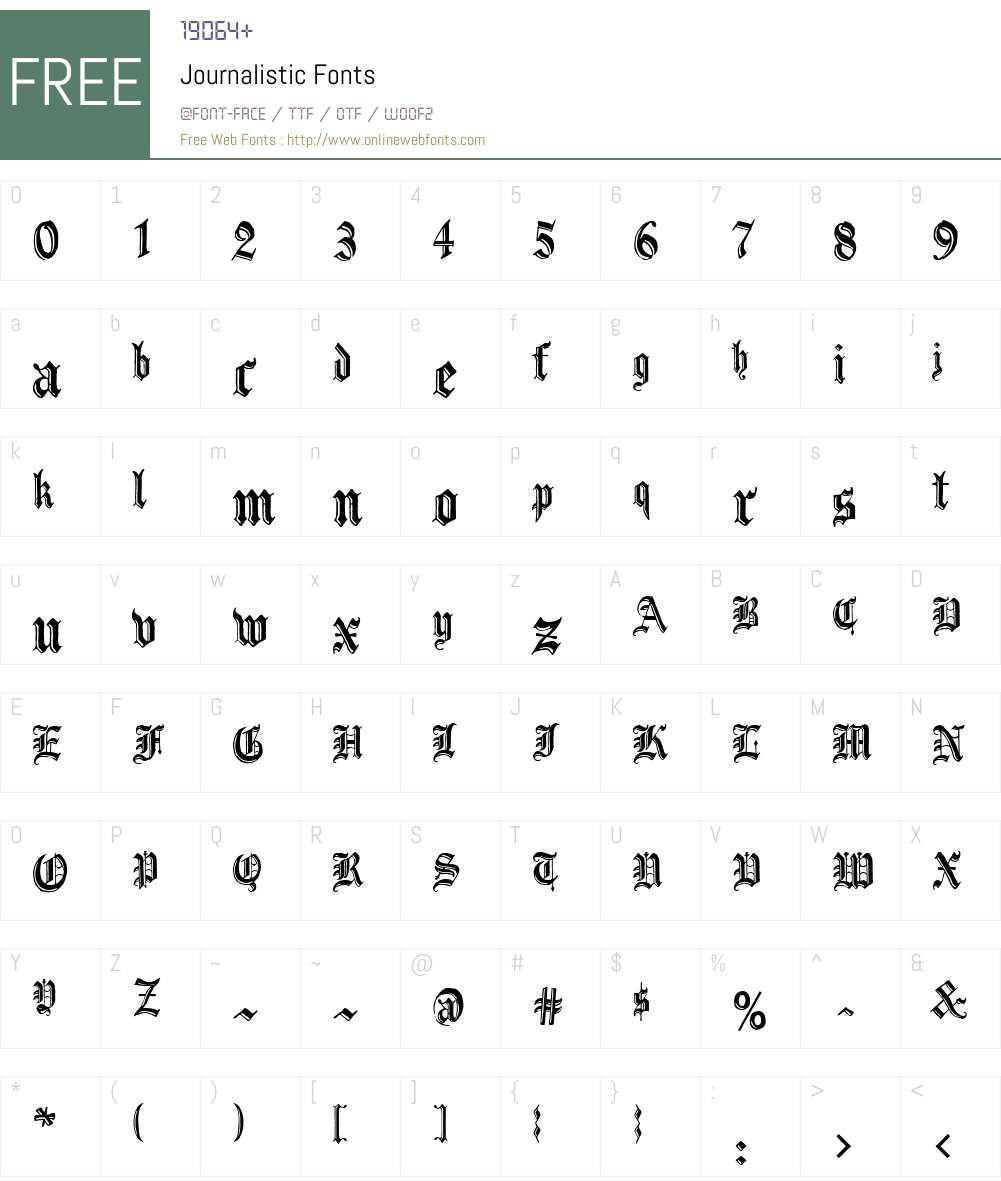 Journalistic Font Screenshots