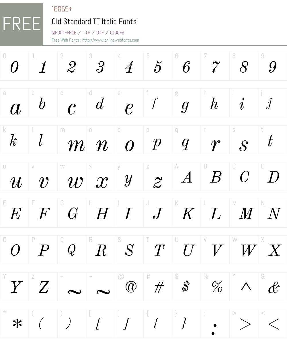Old Standard TT Font Screenshots