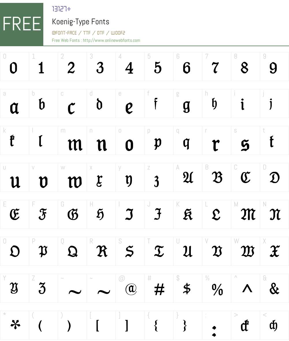 Koenig-Type Font Screenshots