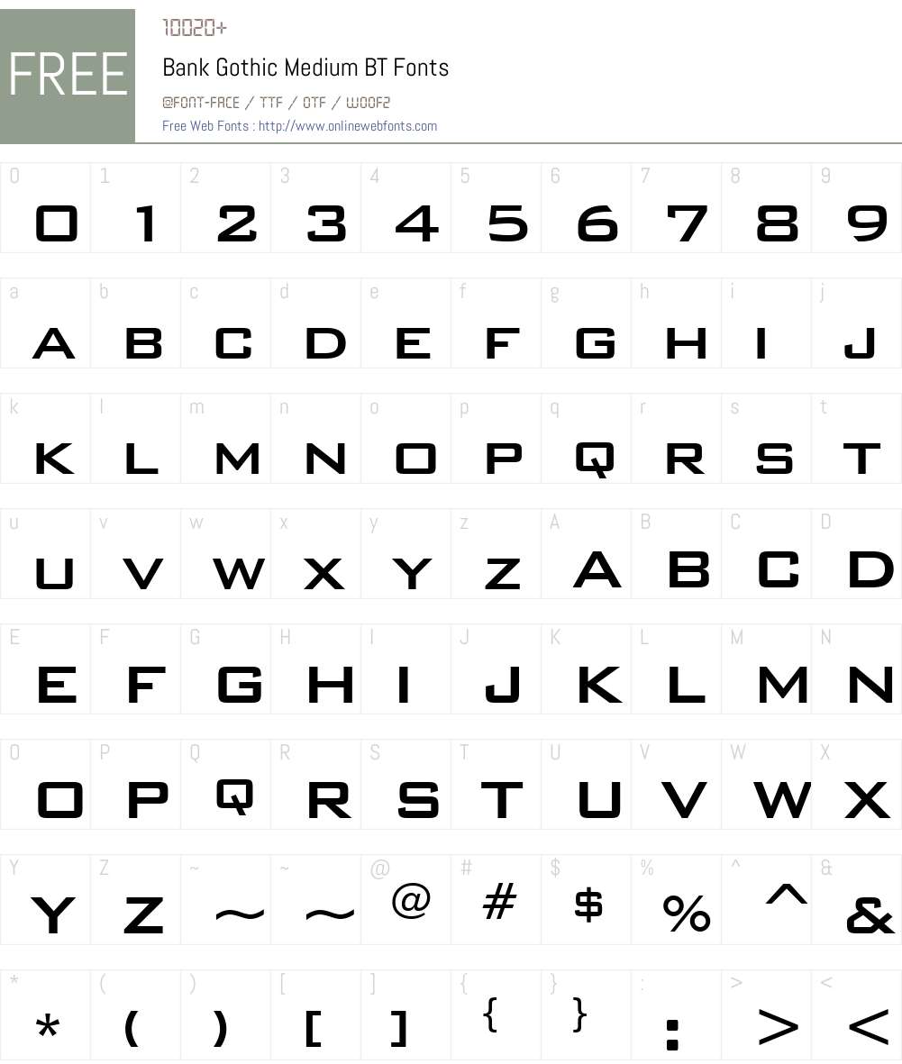 BankGothic Md BT Font Screenshots