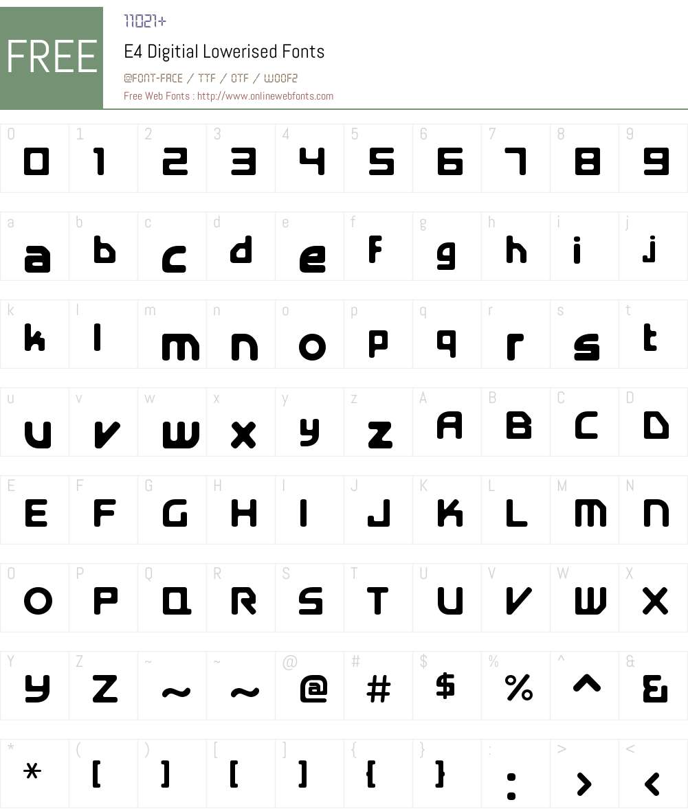 E4 Digitial Lowerised Font Screenshots