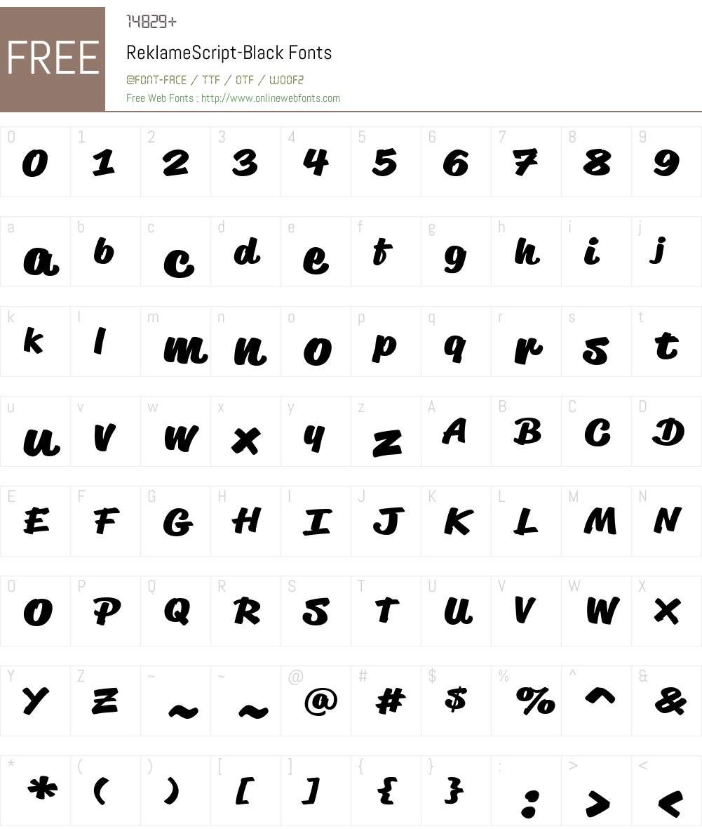ReklameScript-Black Font Screenshots