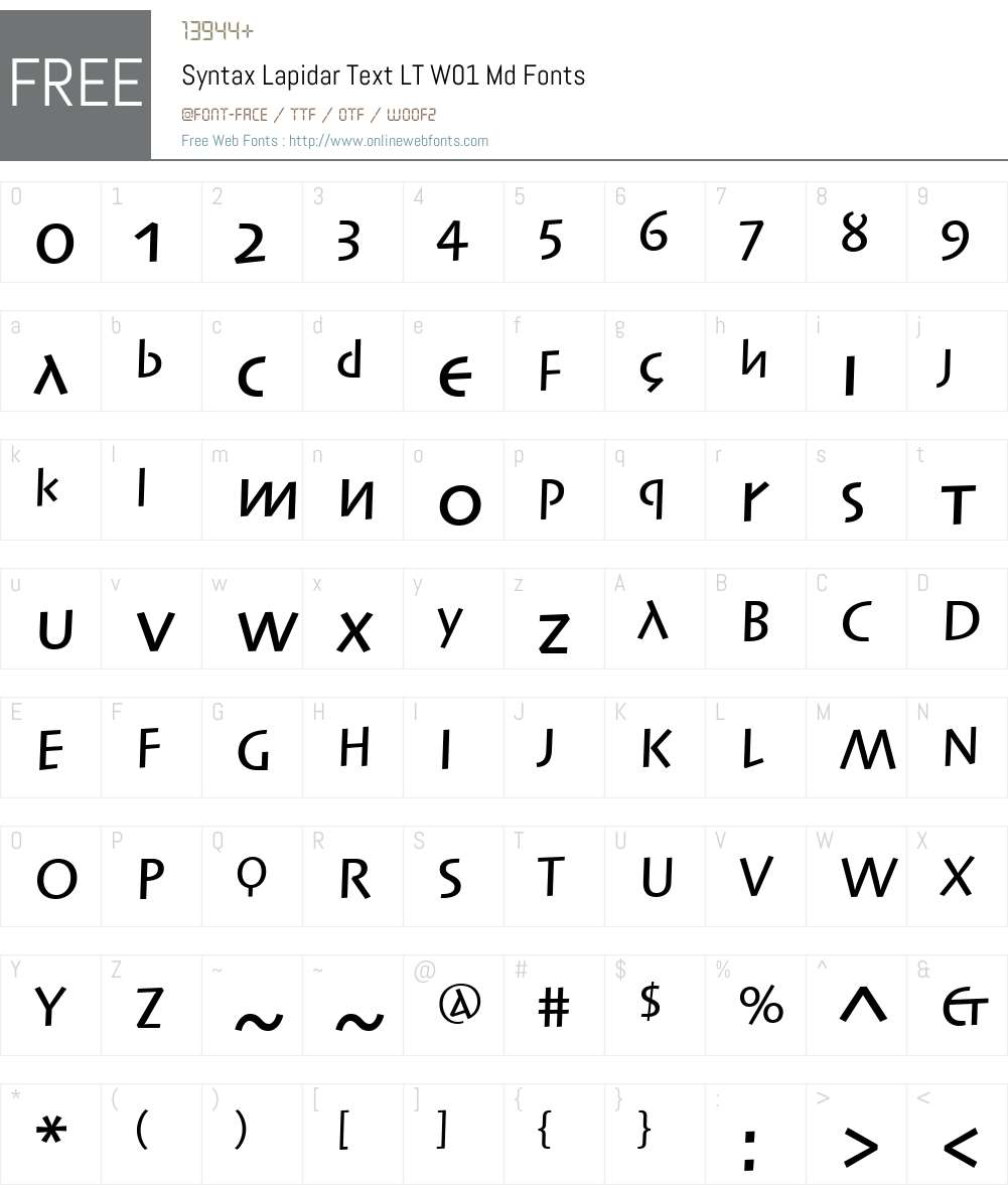 SyntaxLapidarTextLTW01-Md Font Screenshots