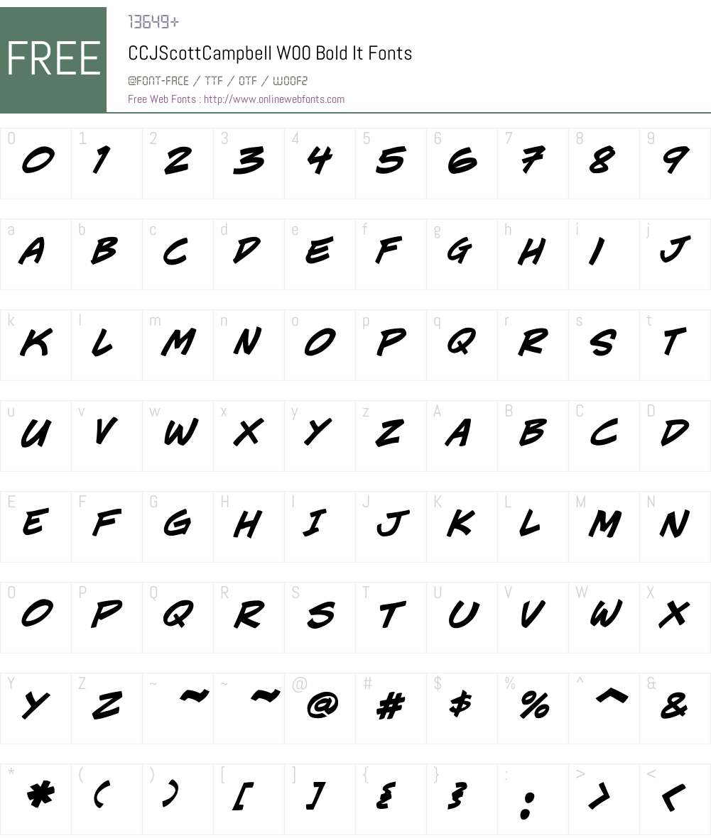 CCJScottCampbellW00-BoldIt Font Screenshots