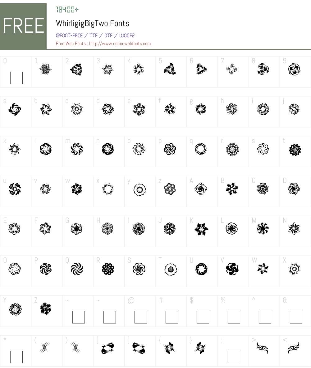 WhirligigBigTwo Font Screenshots