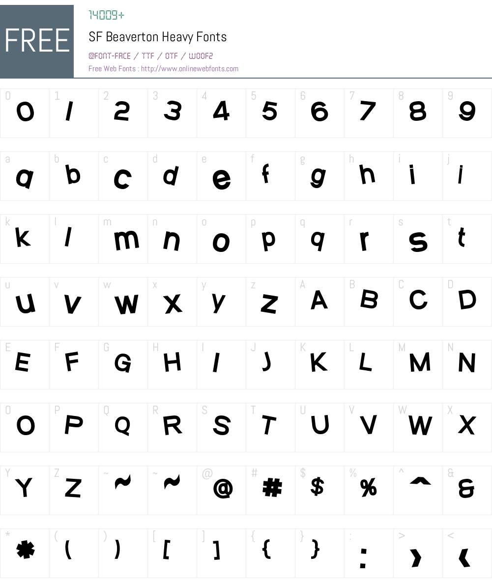 SF Beaverton ver 1.0; 1999. Freeware for non-commercial use. Fonts Free ...
