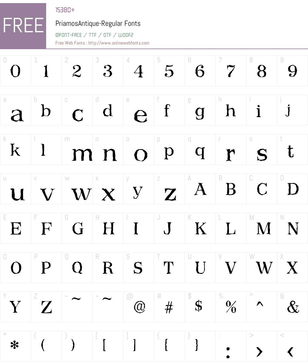PriamosAntique Font Screenshots