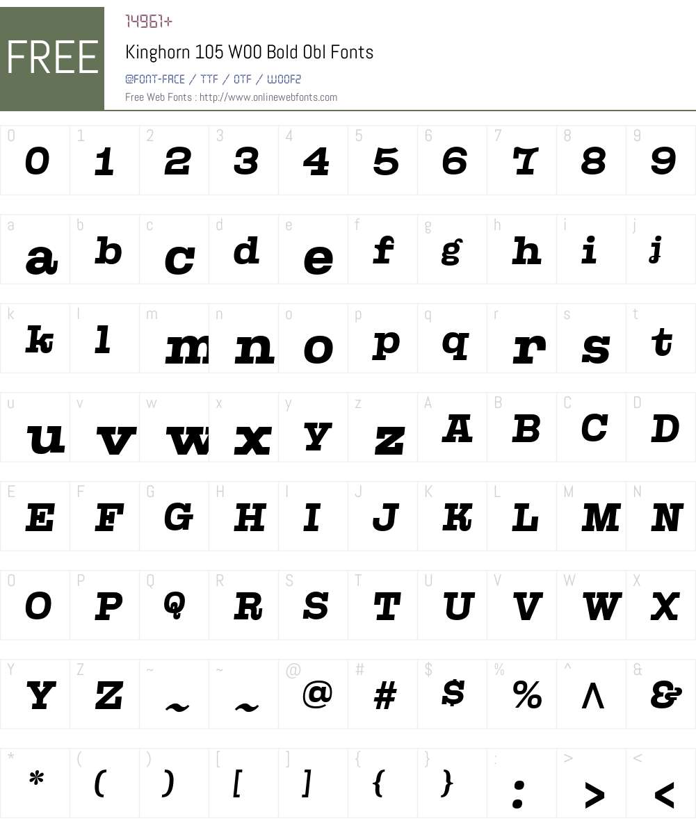 Kinghorn105W00-BoldObl Font Screenshots
