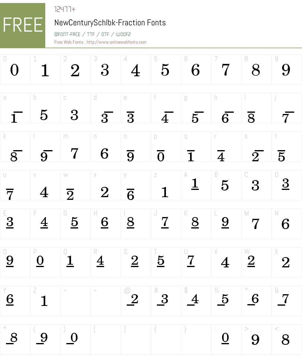 New Century Schoolbook Fraction Font Screenshots