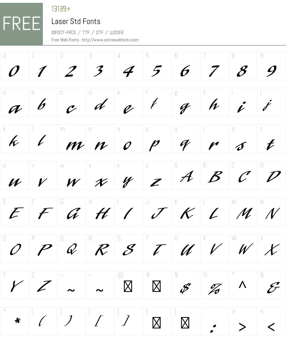 Laser Std Font Screenshots