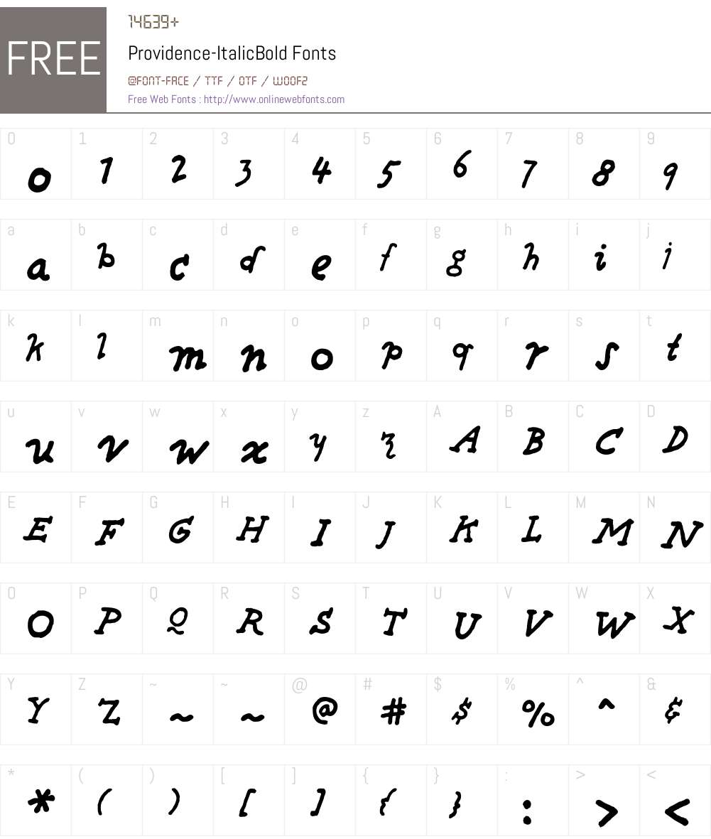 Providence Font Screenshots