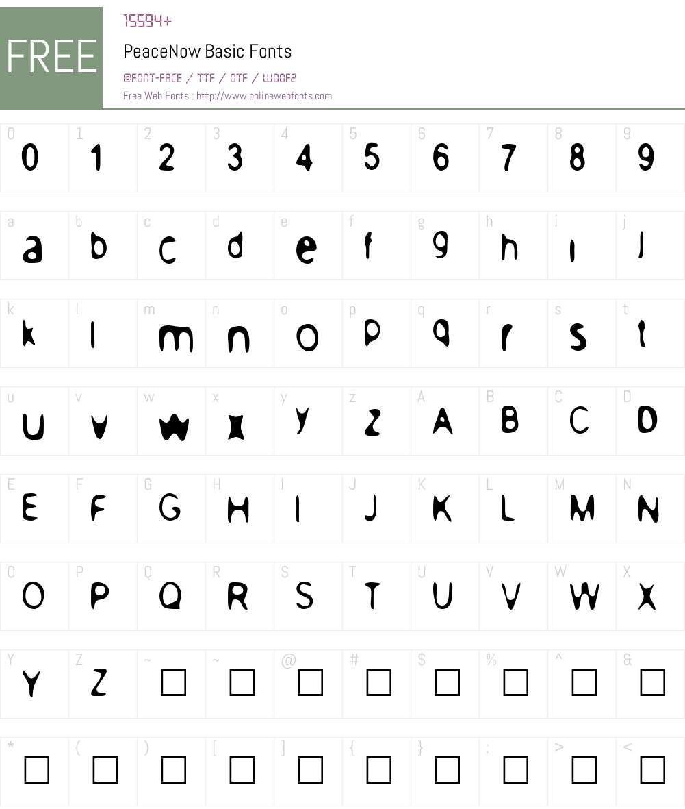 PeaceNow Basic Font Screenshots