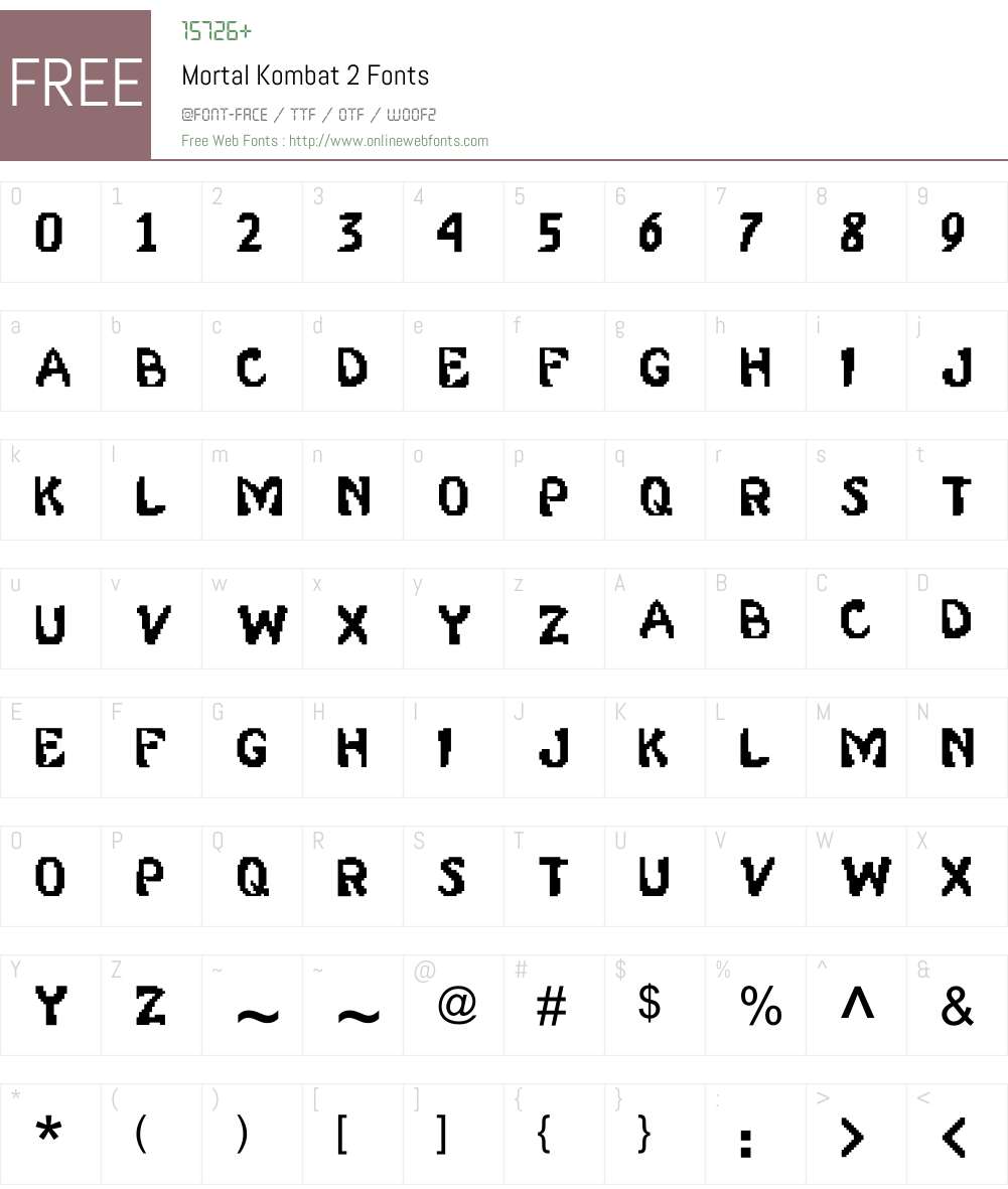 Mortal Kombat 2 Font Screenshots