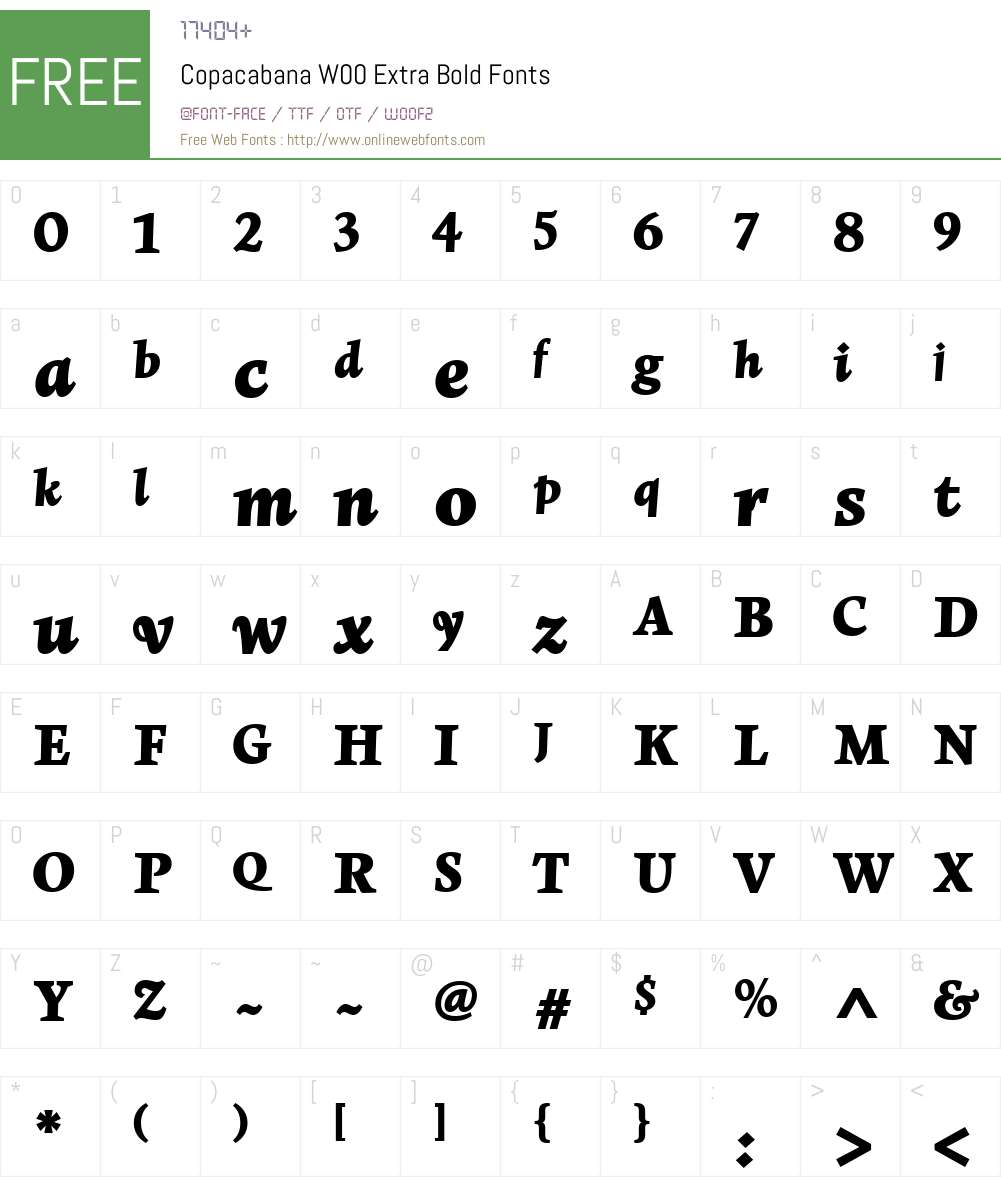CopacabanaW00-ExtraBold Font Screenshots