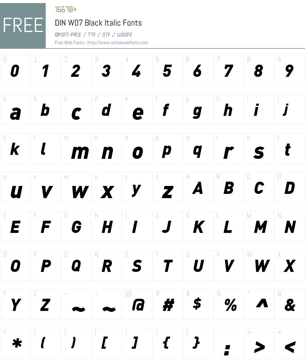 DINW07-BlackItalic Font Screenshots