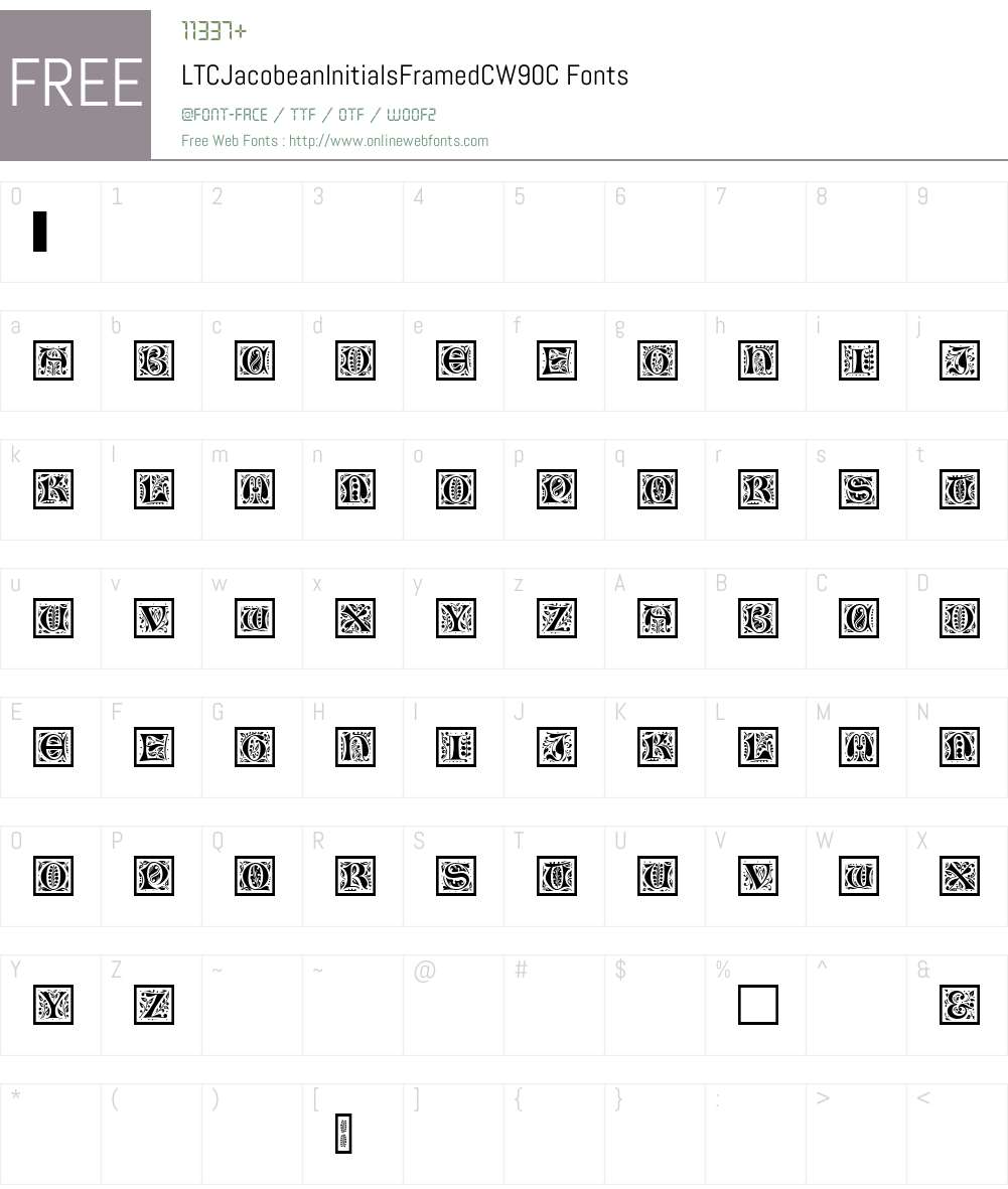 LTCJacobeanInitialsFramedCW90-C Font Screenshots
