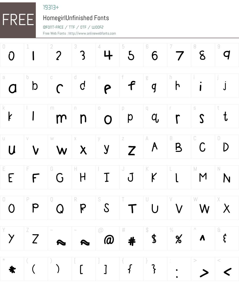 HomegirlUnfinished Font Screenshots
