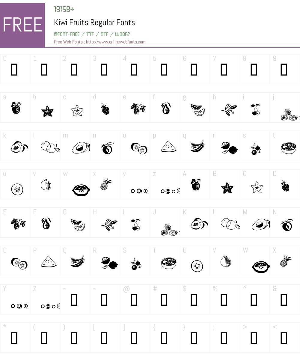 KiwiFruits-Regular Font Screenshots