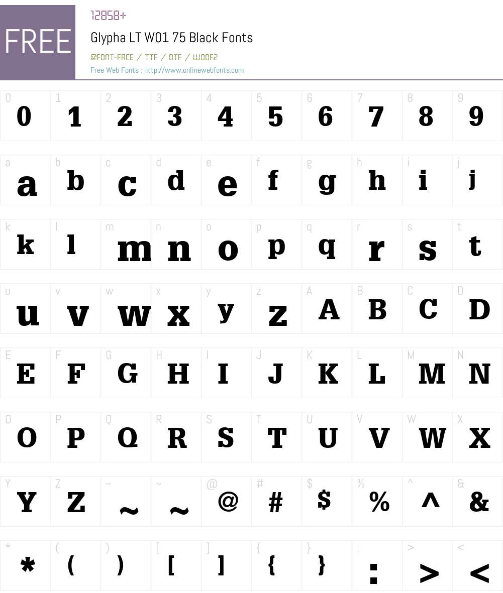GlyphaLTW01-75Black Font Screenshots