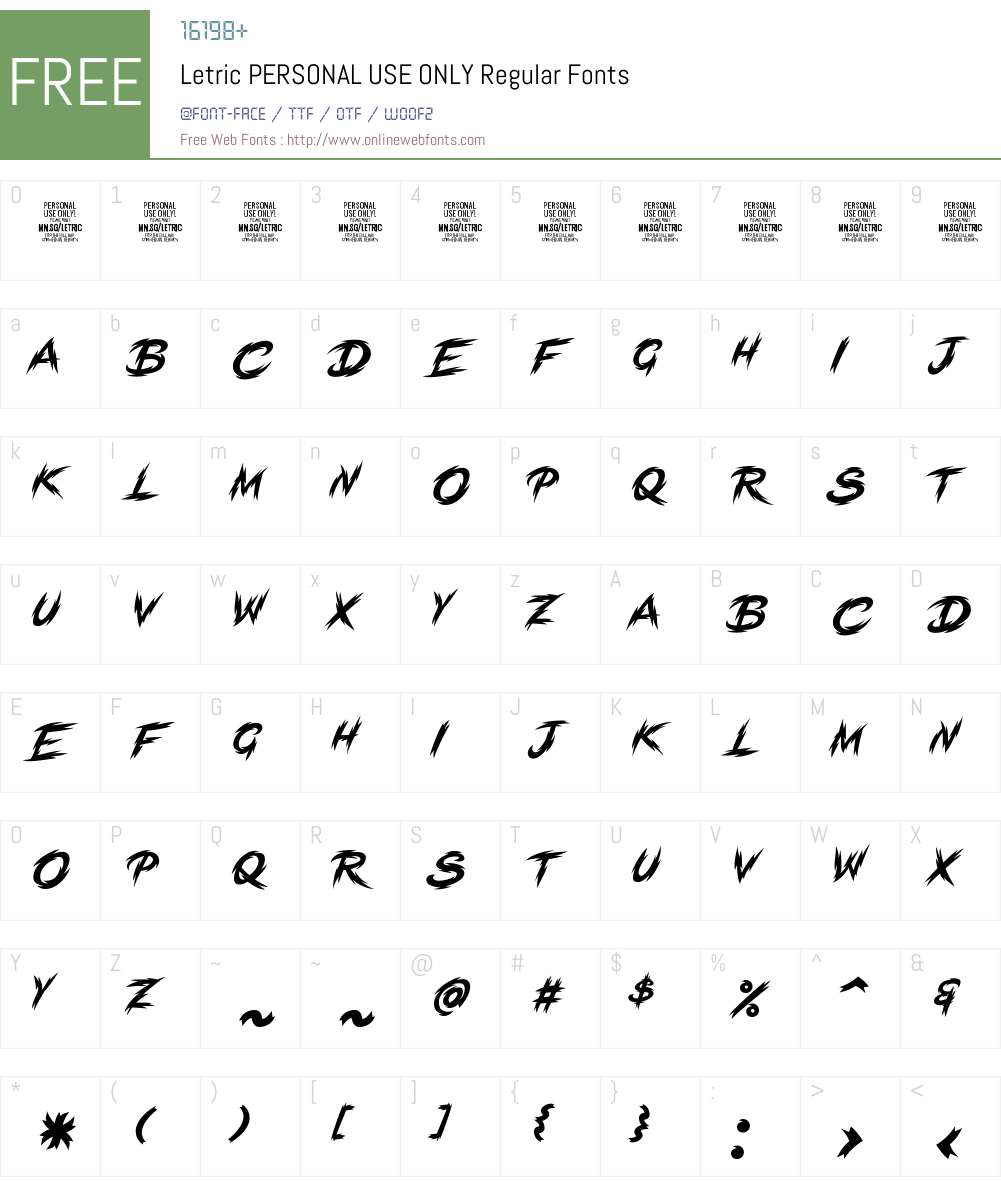 Format Letric Dex Letric PERSONAL USE ONLY Regular 1.000;FEAKit 1.0 Fonts Free Download ...