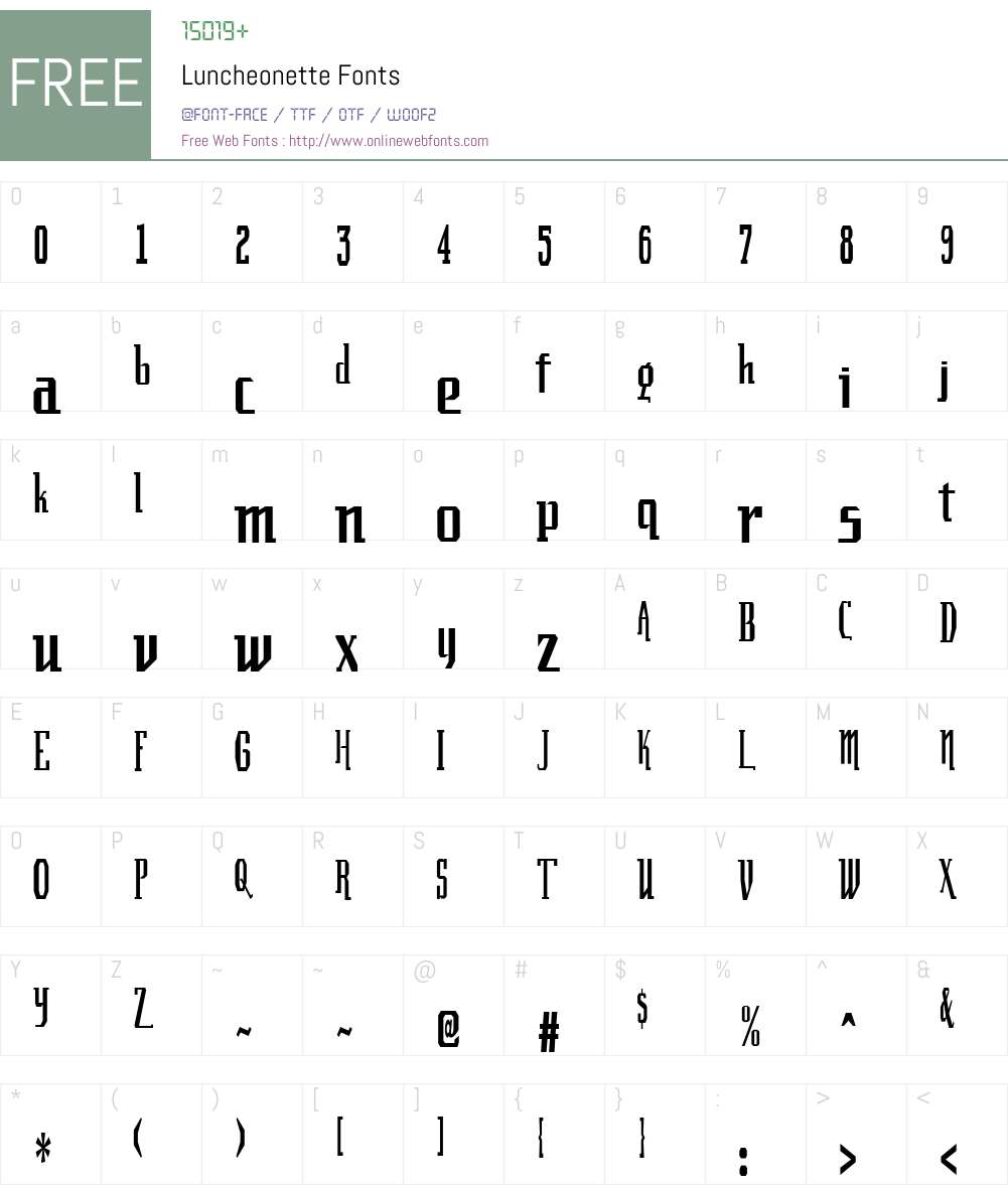 Luncheonette Font Screenshots