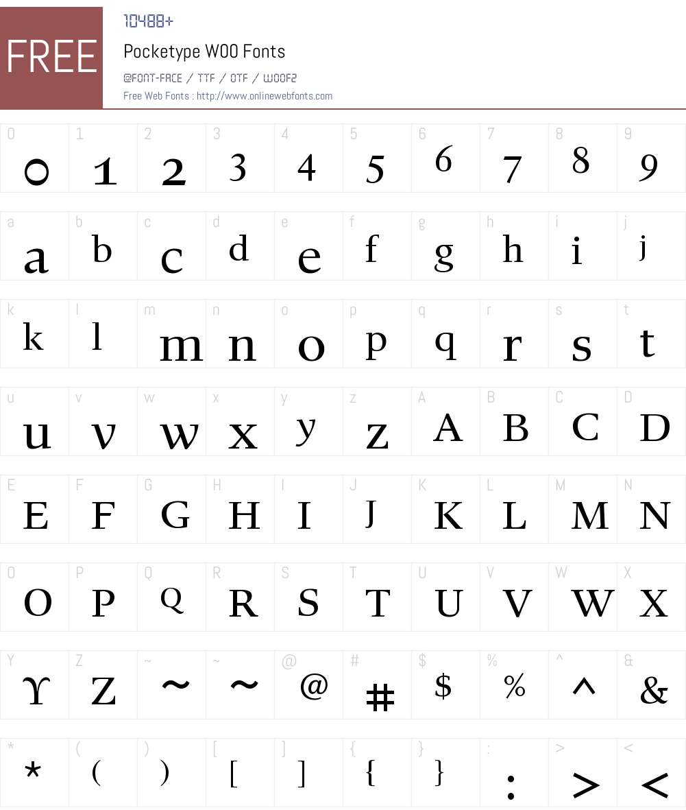 PocketypeW00 Font Screenshots