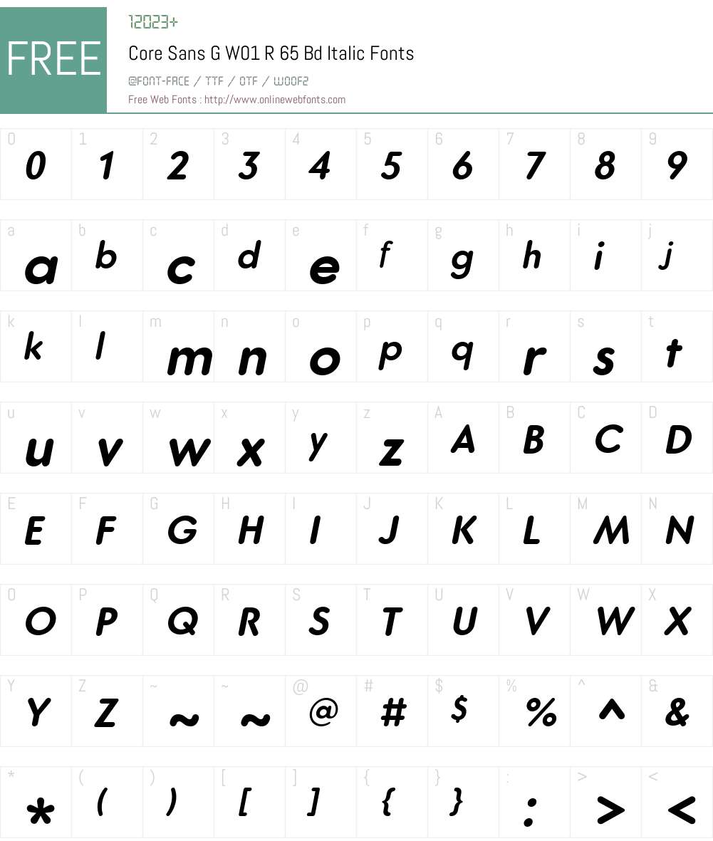 CoreSansGW01-R65BdItalic Font Screenshots