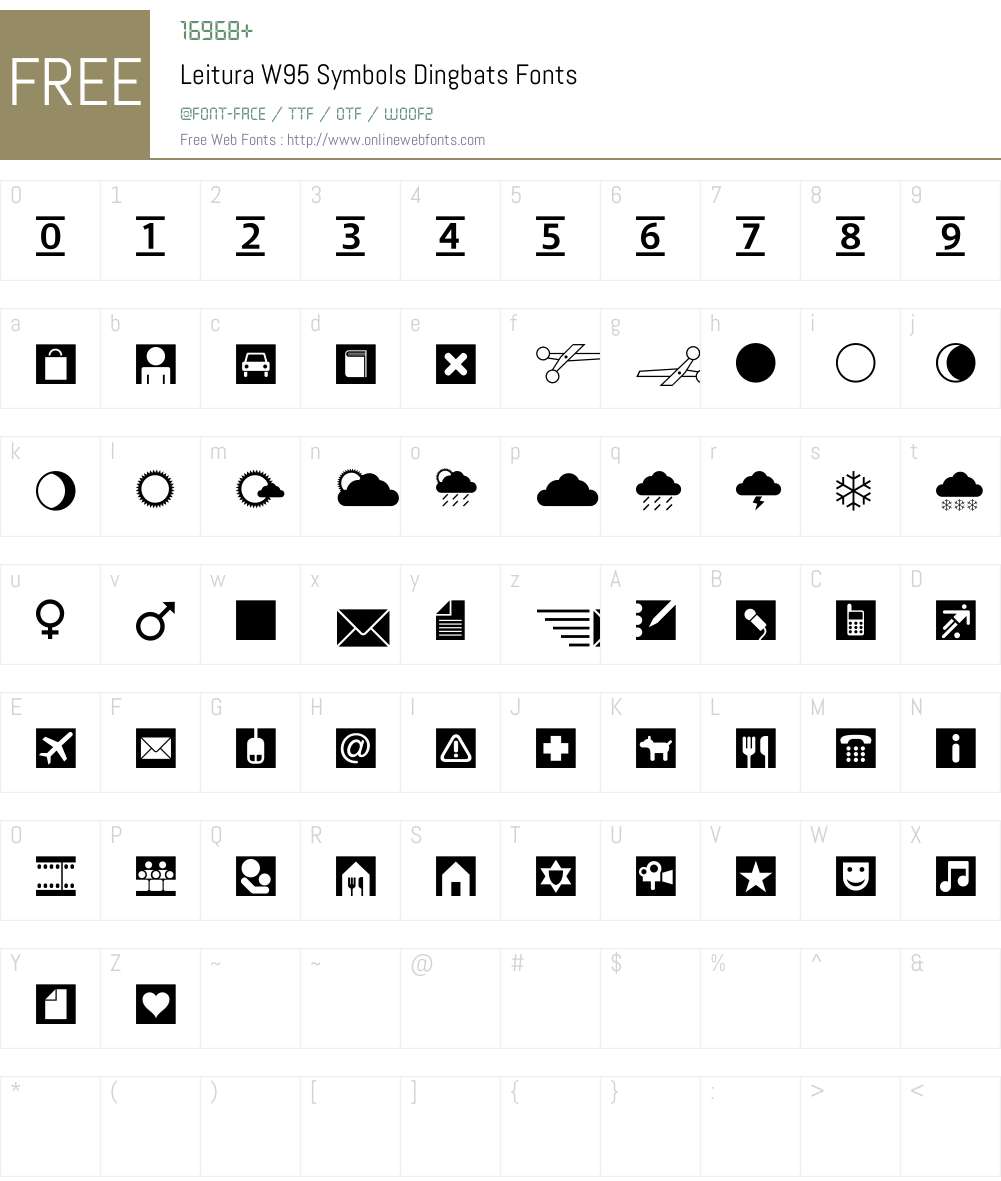 LeituraW95-SymbolsDingbats Font Screenshots