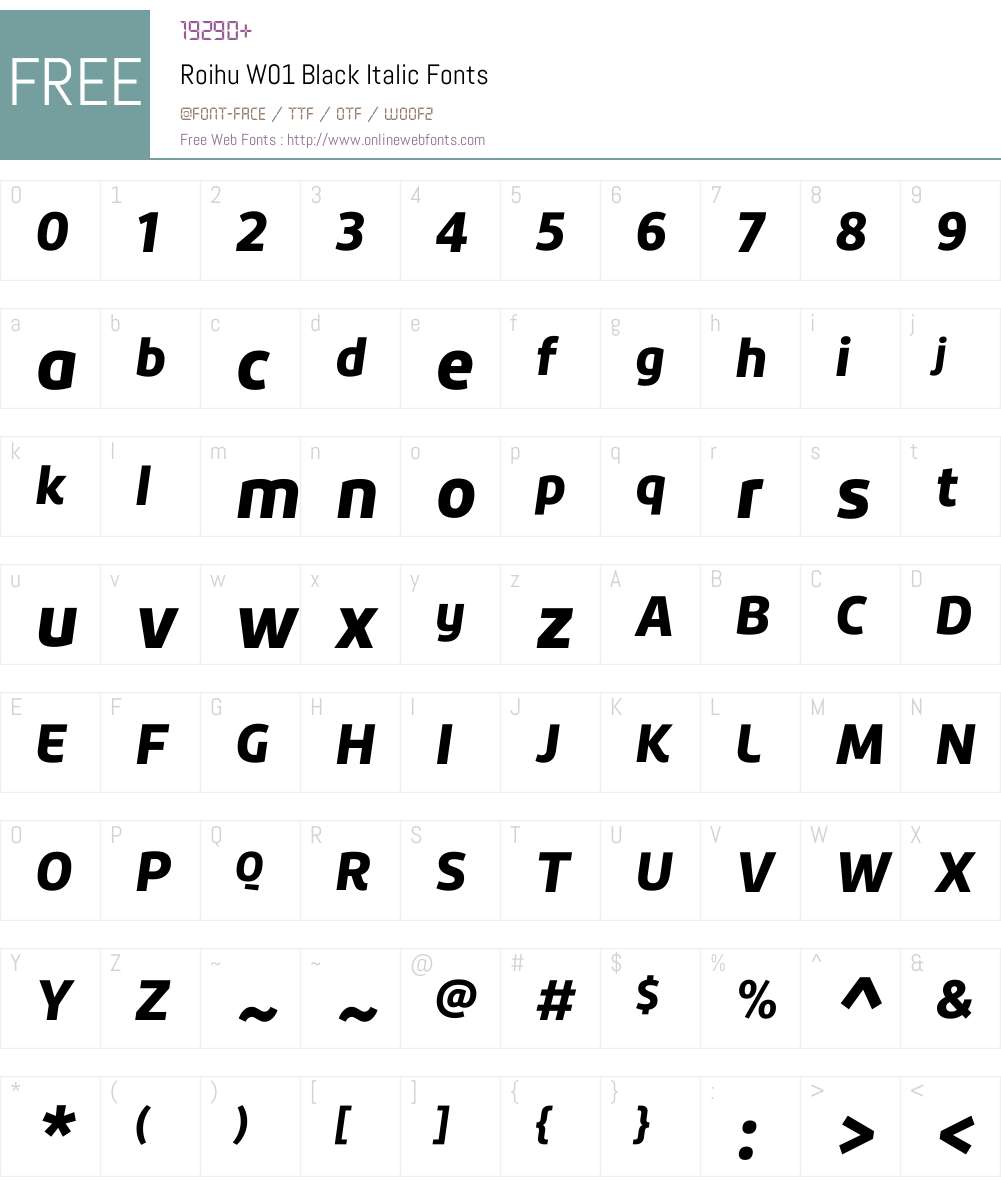RoihuW01-BlackItalic Font Screenshots