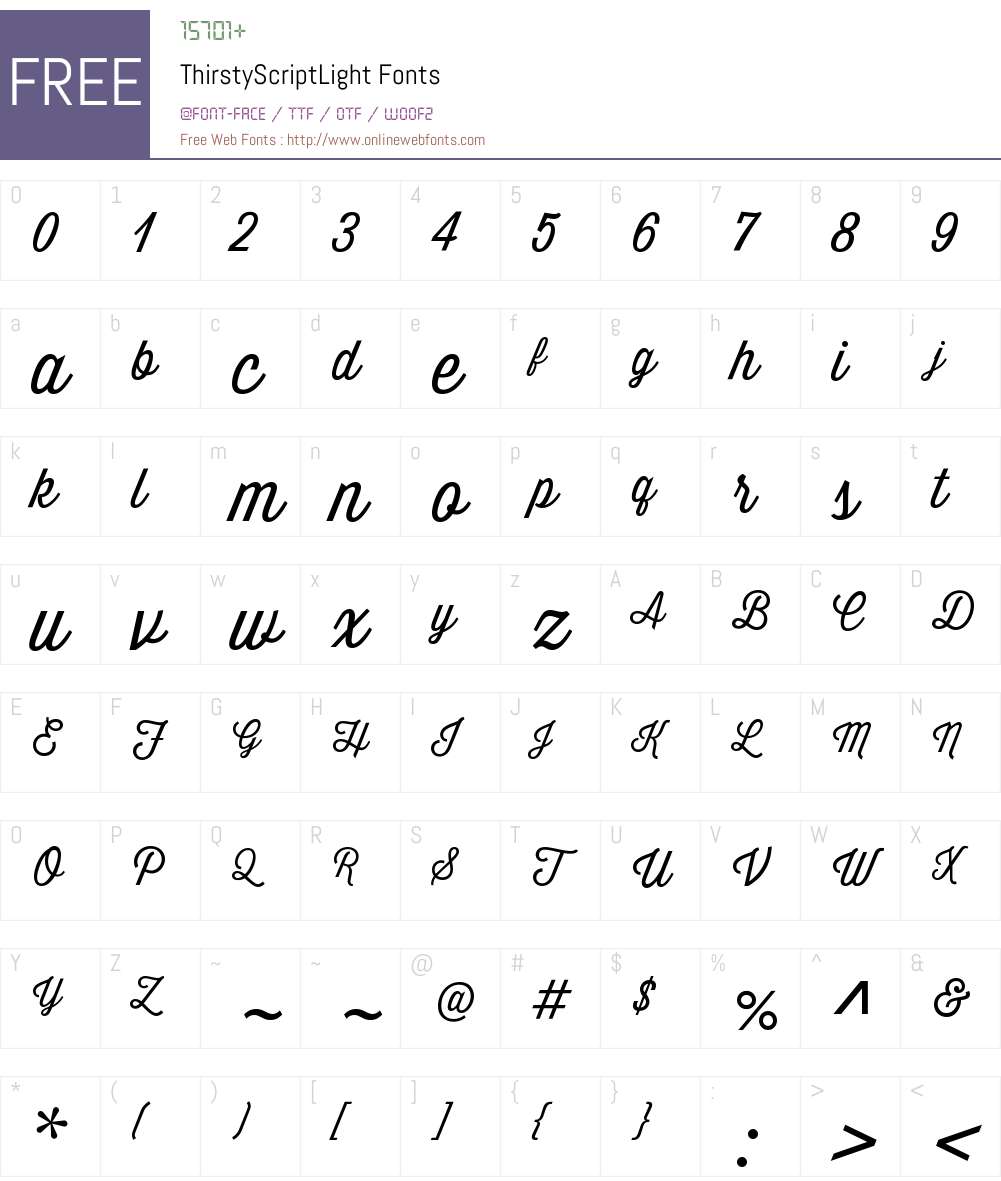 Thirsty Script Light Font Screenshots