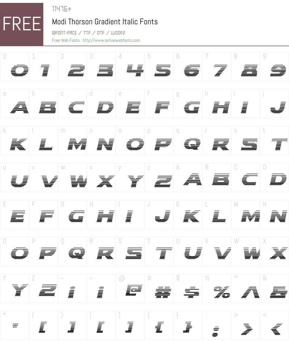 Modi Thorson Gradient Italic Font Screenshots