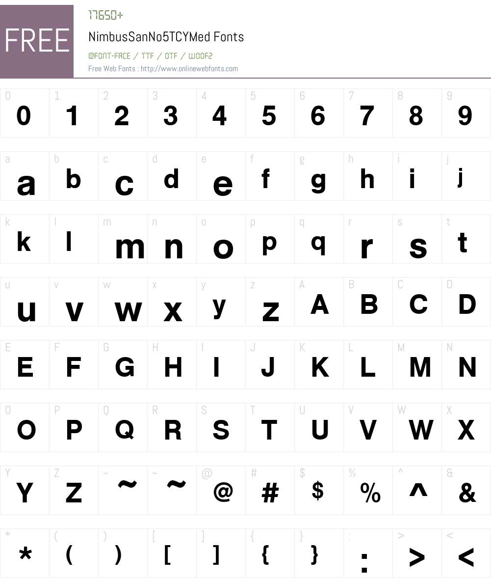 NimbusSanNo5TCYMed Font Screenshots