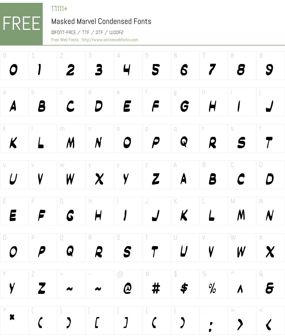 Masked Marvel Condensed Font Screenshots