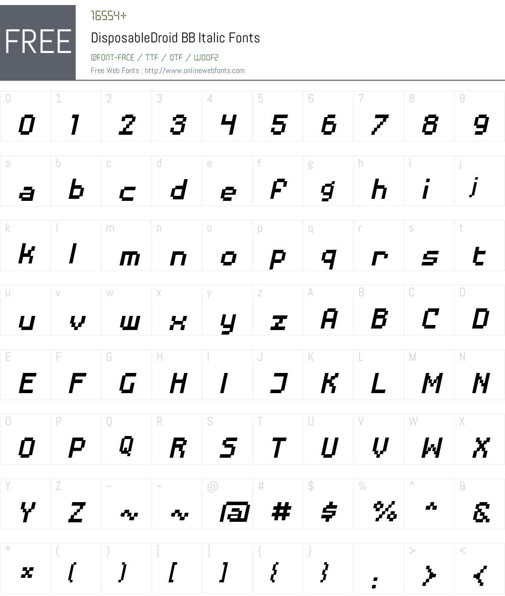 DisposableDroid BB Font Screenshots