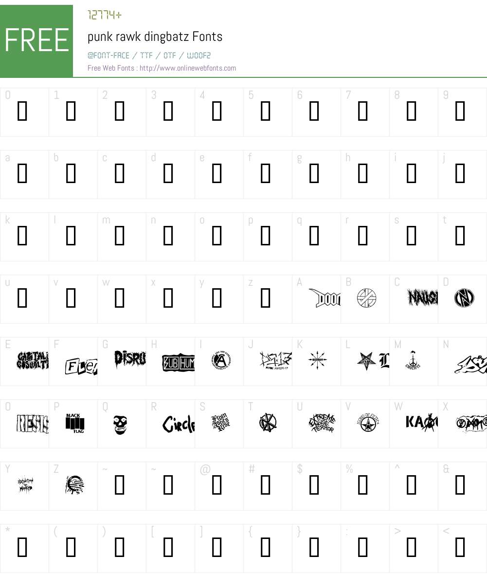 punk rawk Font Screenshots