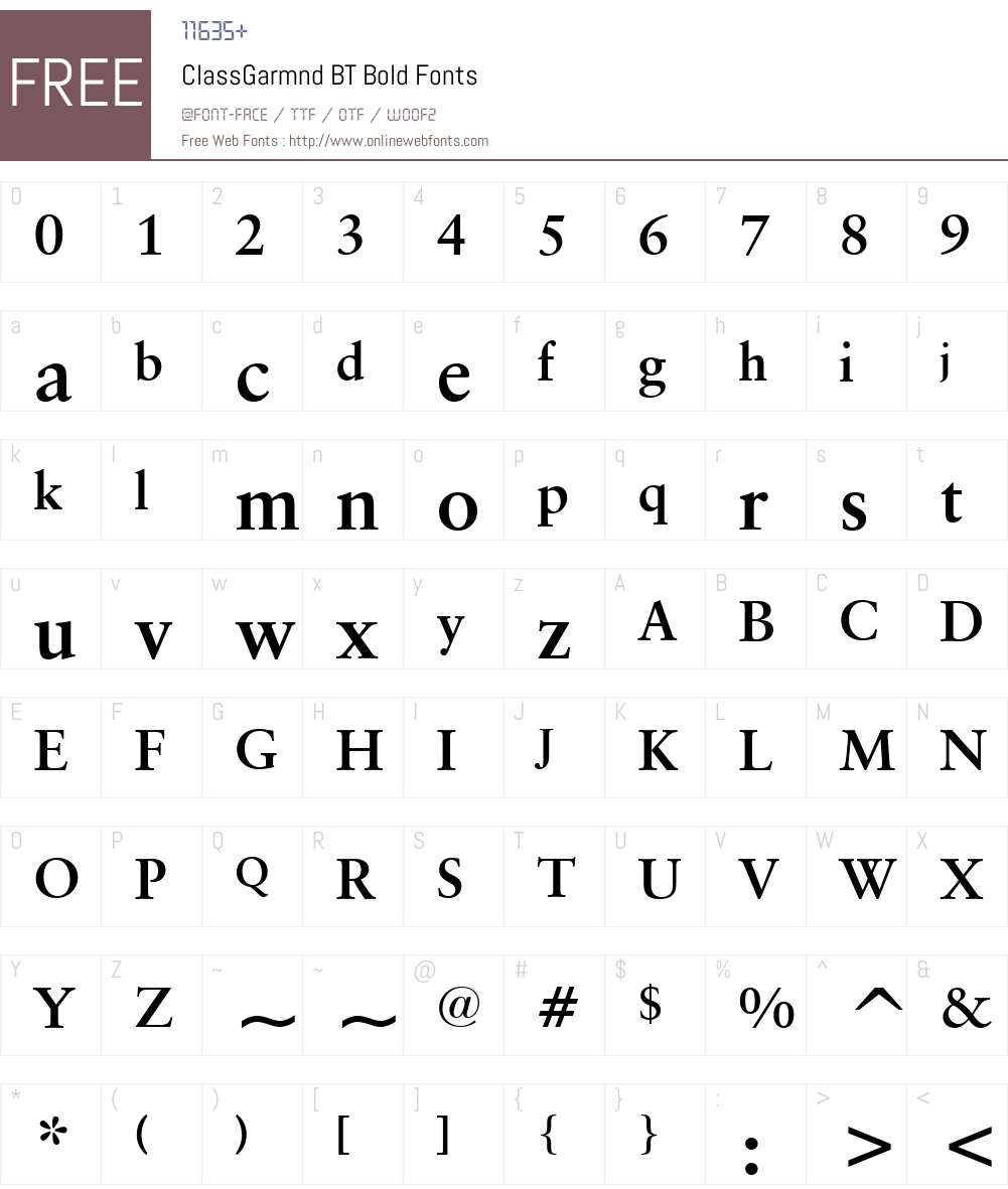 ClassGarmnd BT Font Screenshots