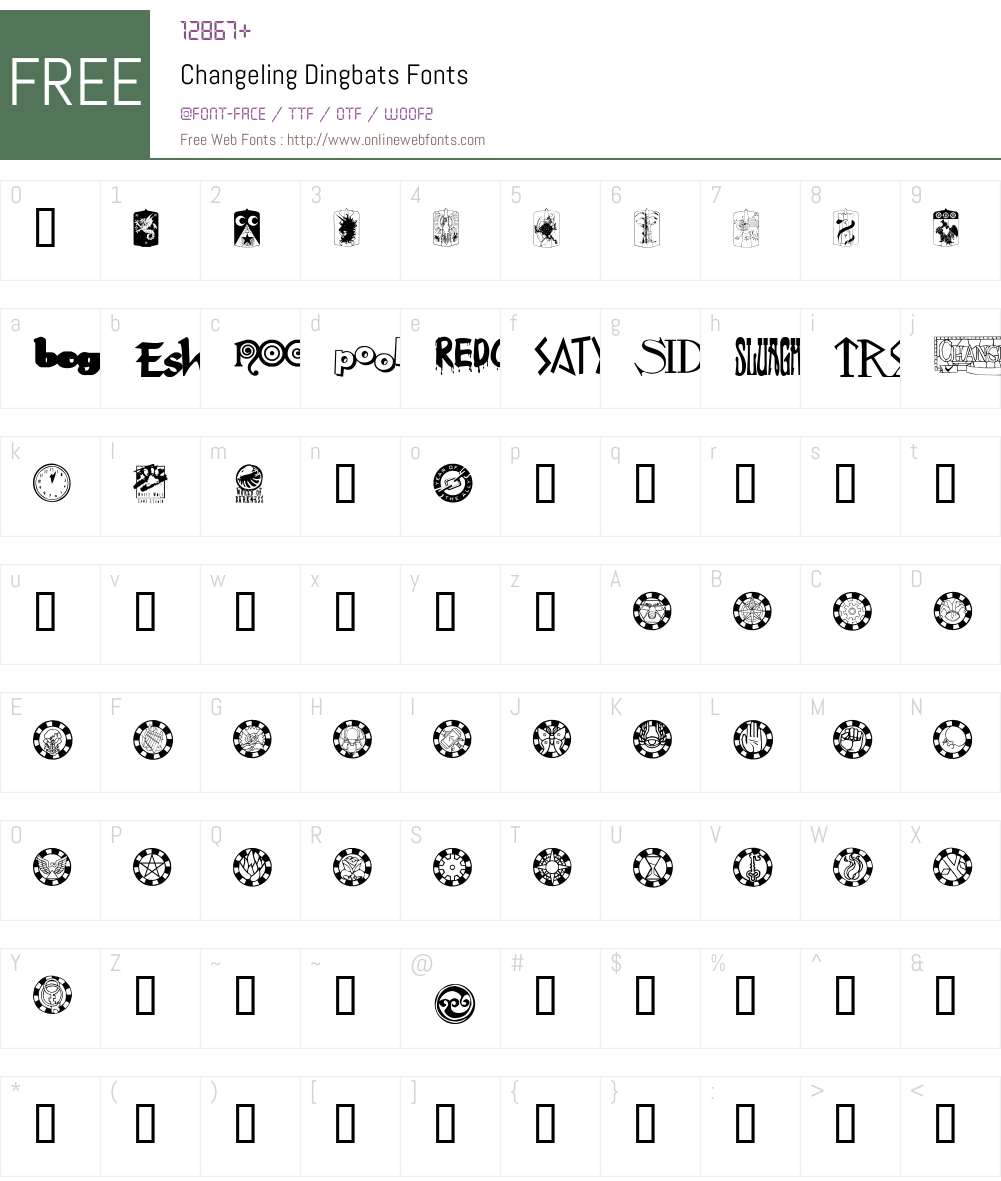 Changeling Dingbats Font Screenshots