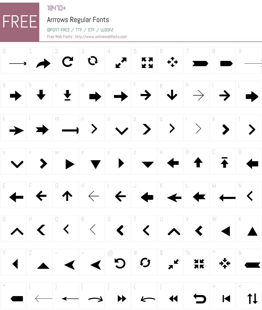Arrrows Font Screenshots