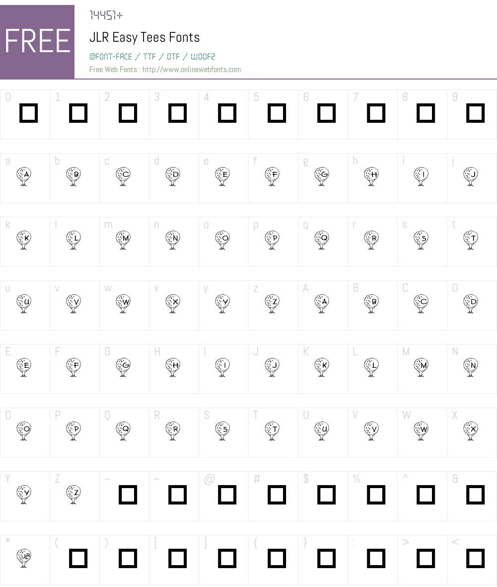 JLR Easy Tees Font Screenshots