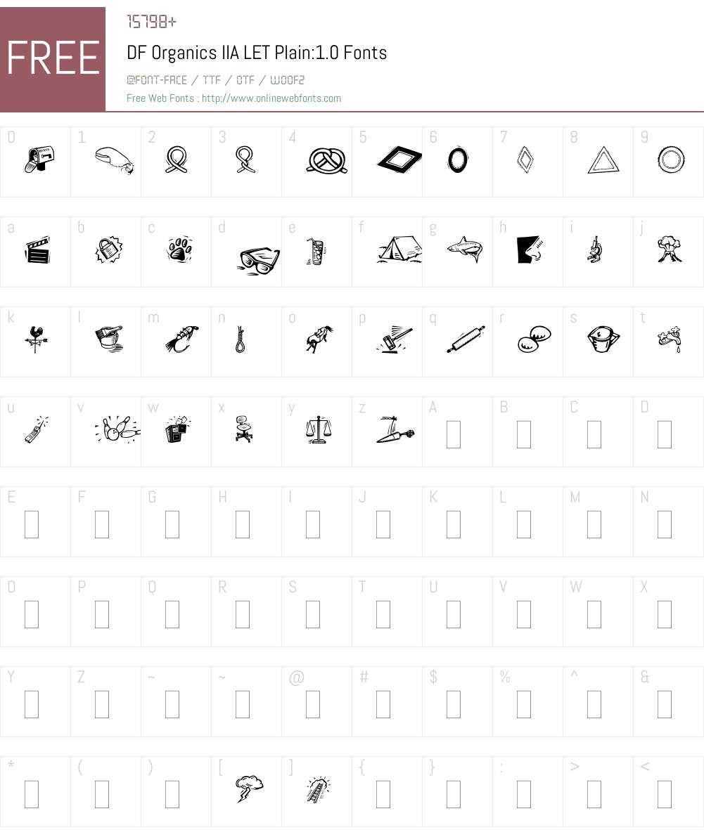DF Organics IIA LET Font Screenshots