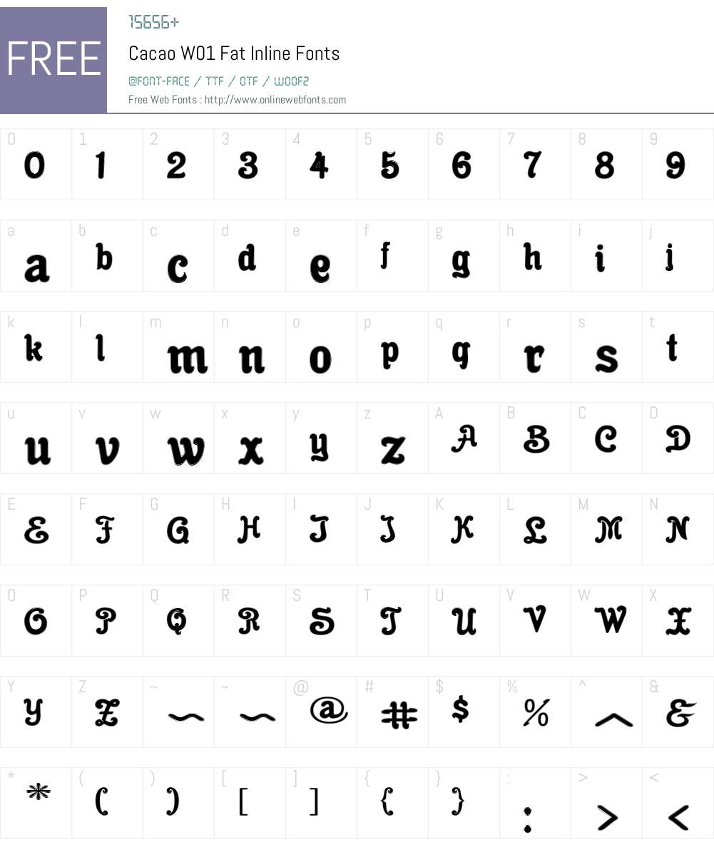 CacaoW01-FatInline Font Screenshots