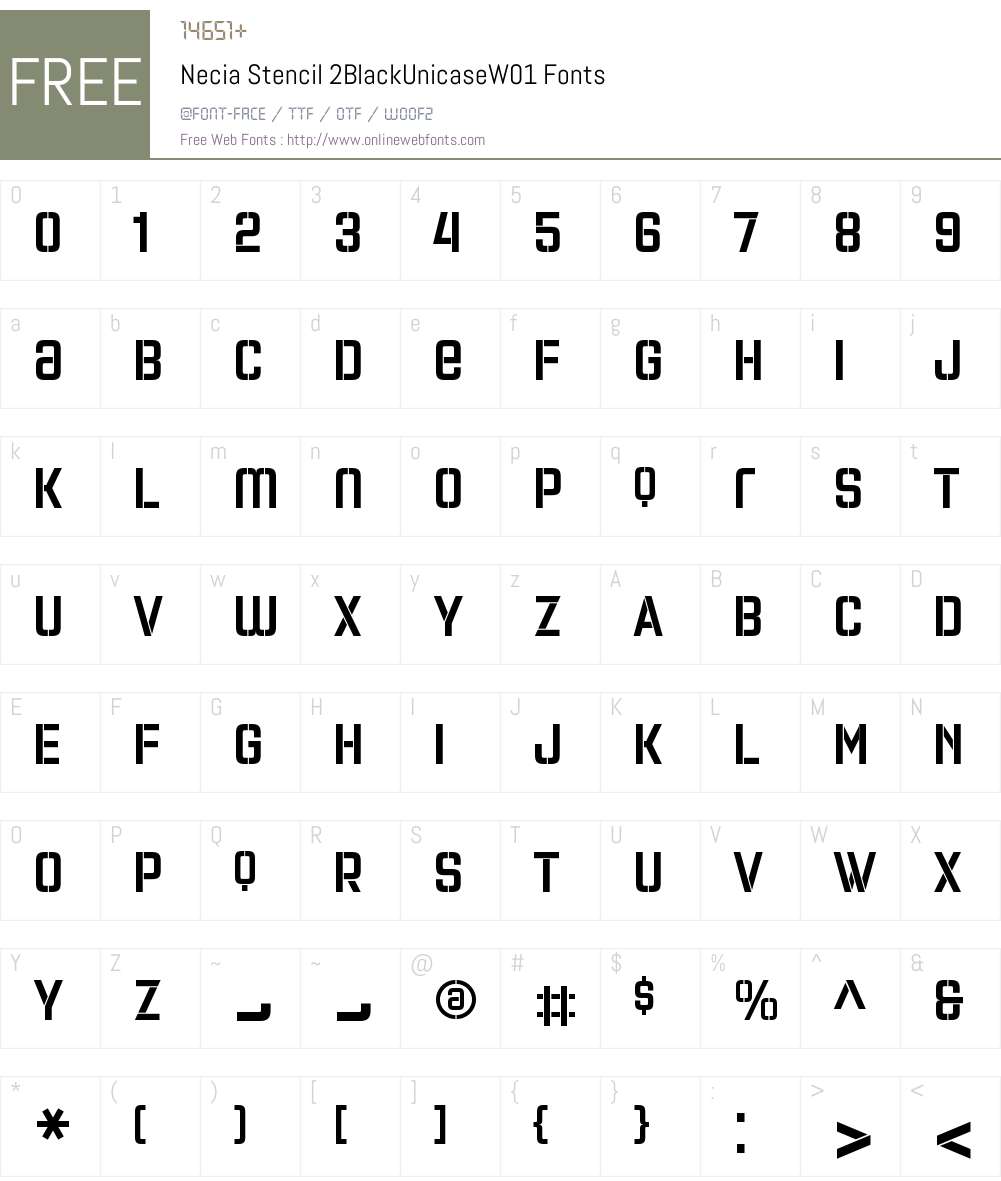 NeciaStencil2BlackUnicaseW01 Font Screenshots