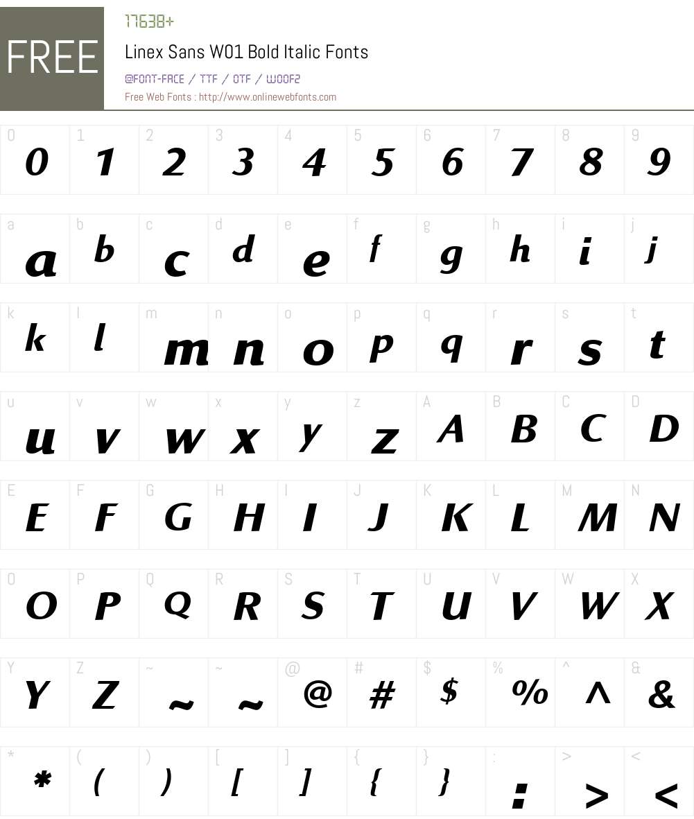 LinexSansW01-BoldItalic Font Screenshots