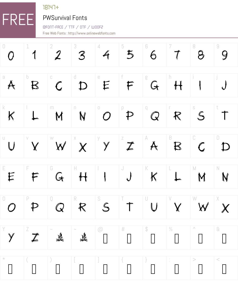 PWSurvival Font Screenshots