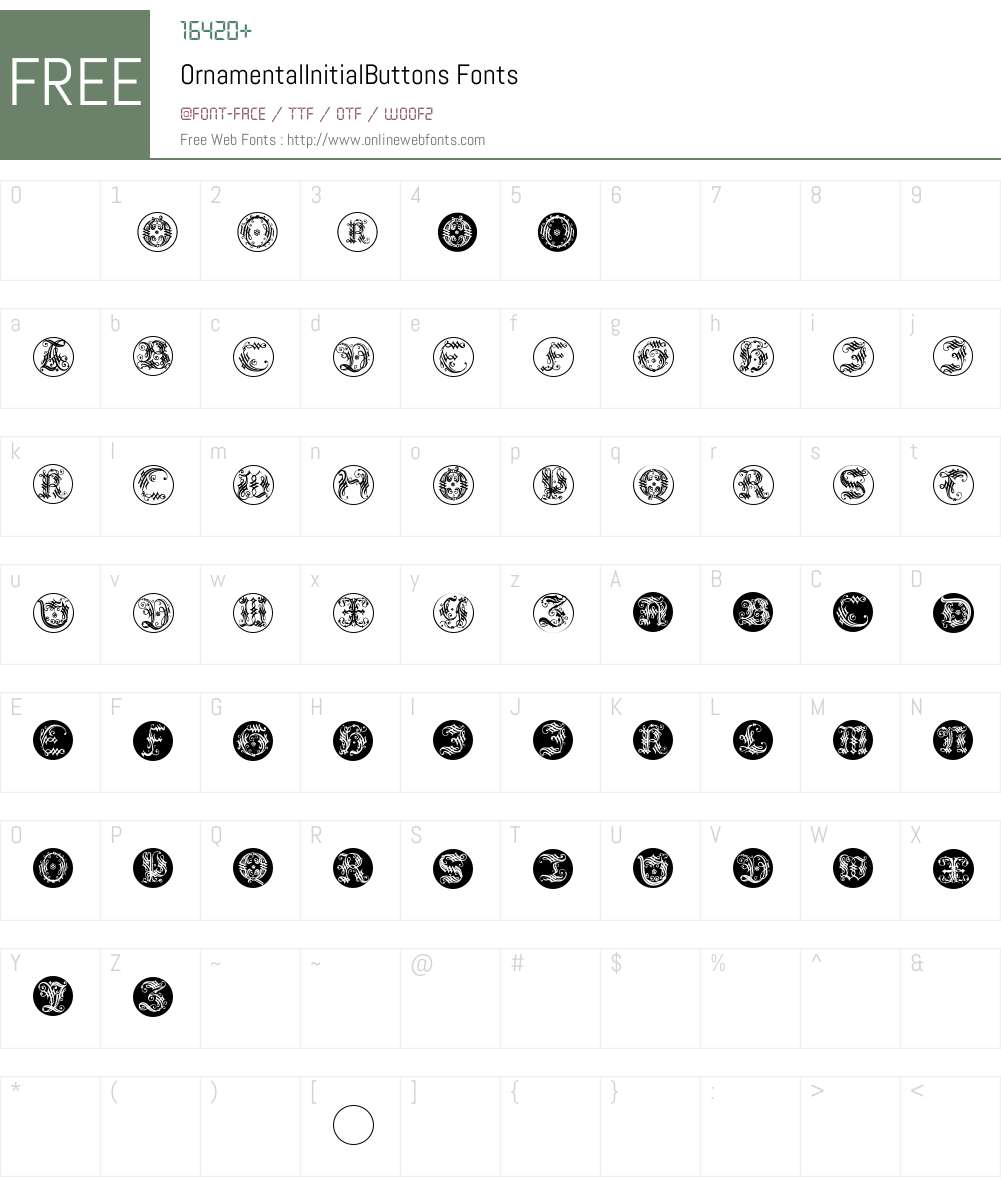 OrnamentalInitialButtons Font Screenshots