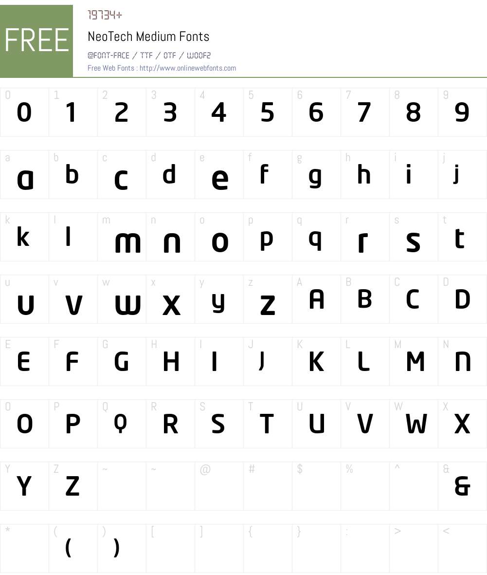 NeoTech Font Screenshots