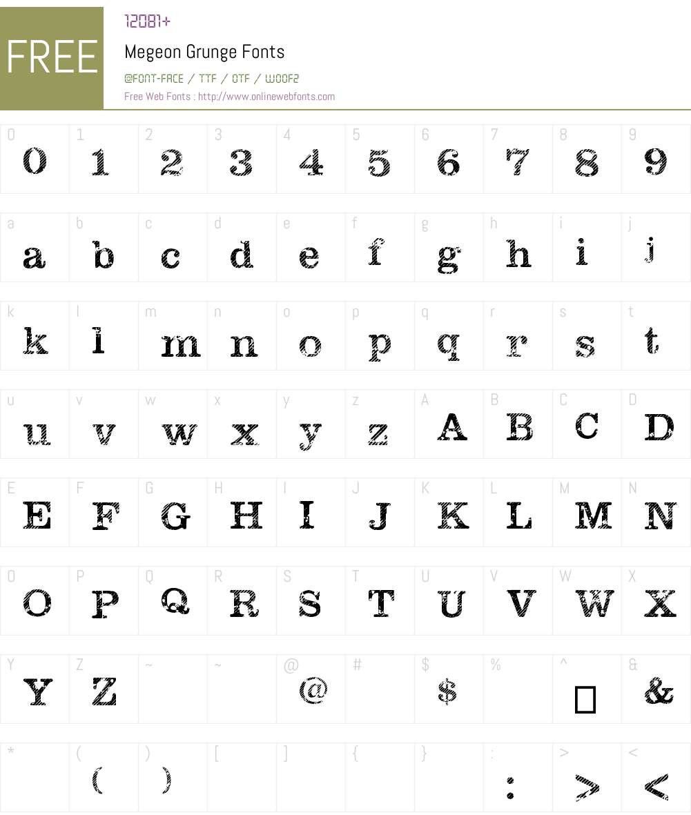 Megeon Grunge Font Screenshots