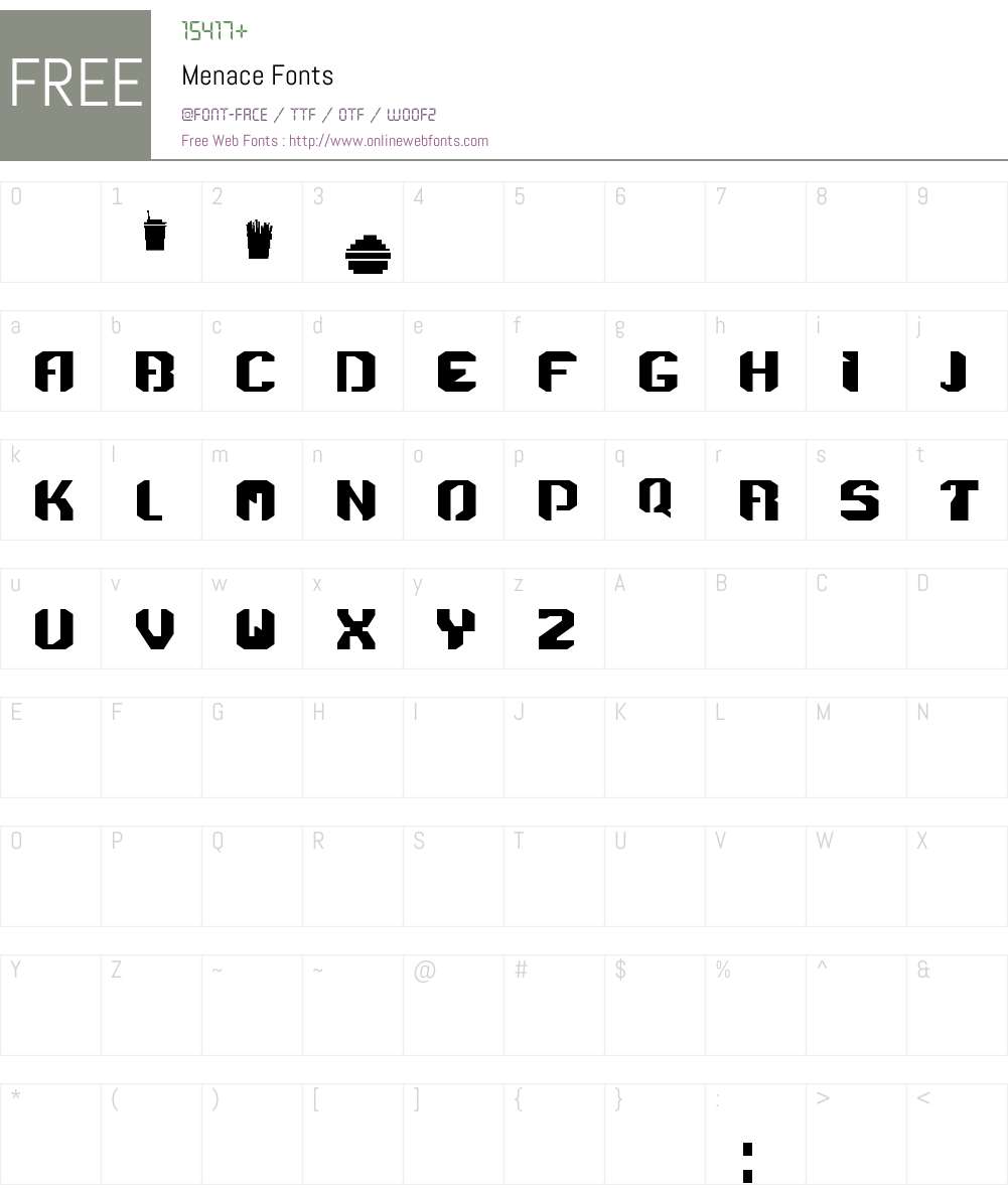 Menace Font Screenshots