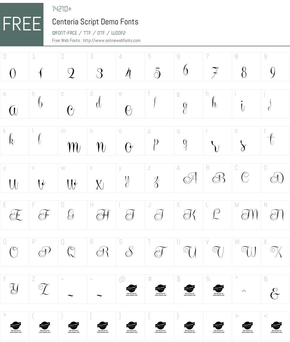 Centeria Script Demo Font Screenshots