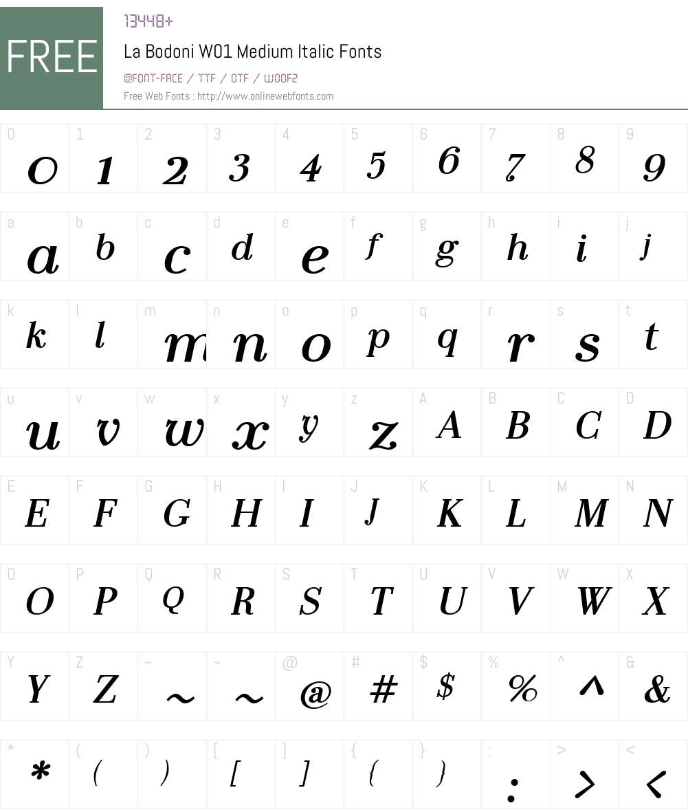 LaBodoniW01-MediumItalic Font Screenshots